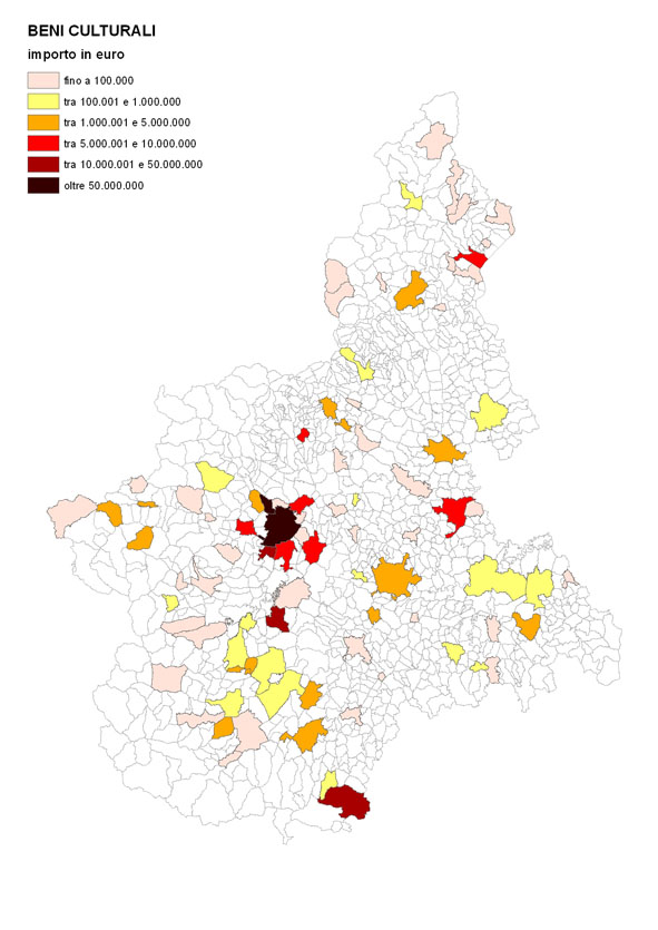 Importo interventi per comune - BENI CULTURALI